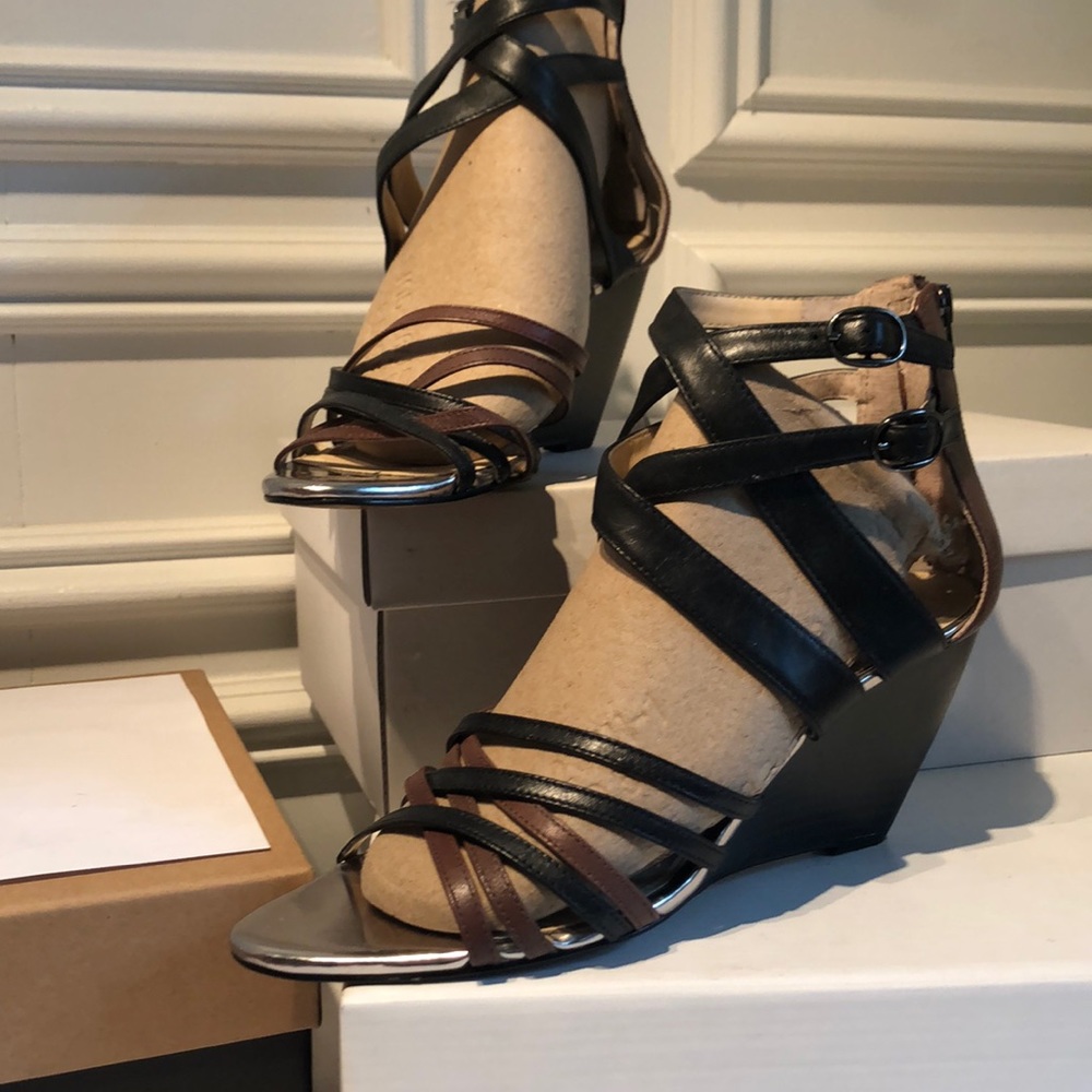 Strappy sandals with wedge heel
